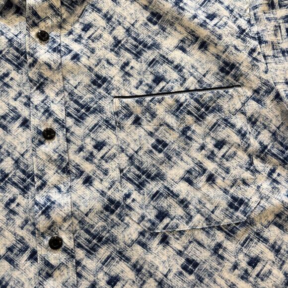 7 Diamonds Shirt Mens Sz XXL 4 Way Stretch Blue Abstract Short Sleeve Button Up - Picture 3 of 9